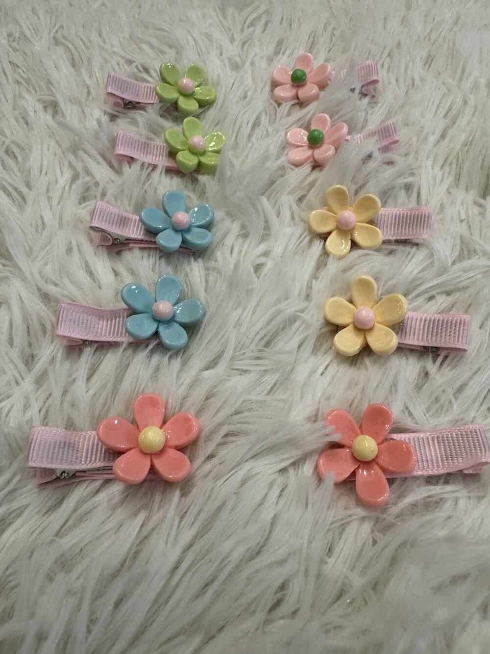 1 Set Flower Shape Hair Clips for Girls Hairpins Cartoon Fabric Hair Clips